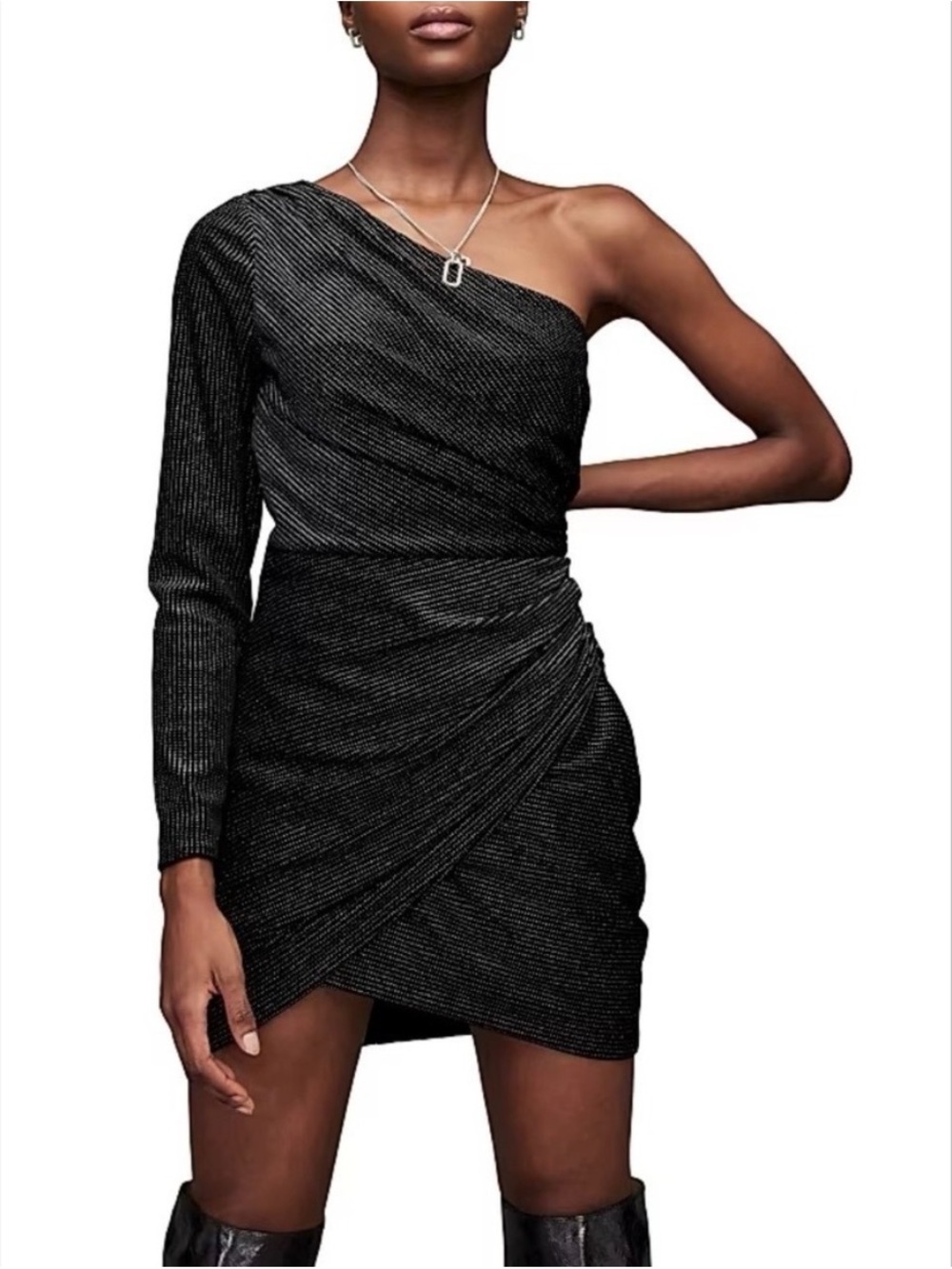 All Saints Ezra Sparkle One Shoulder Mini Dress Size US 8